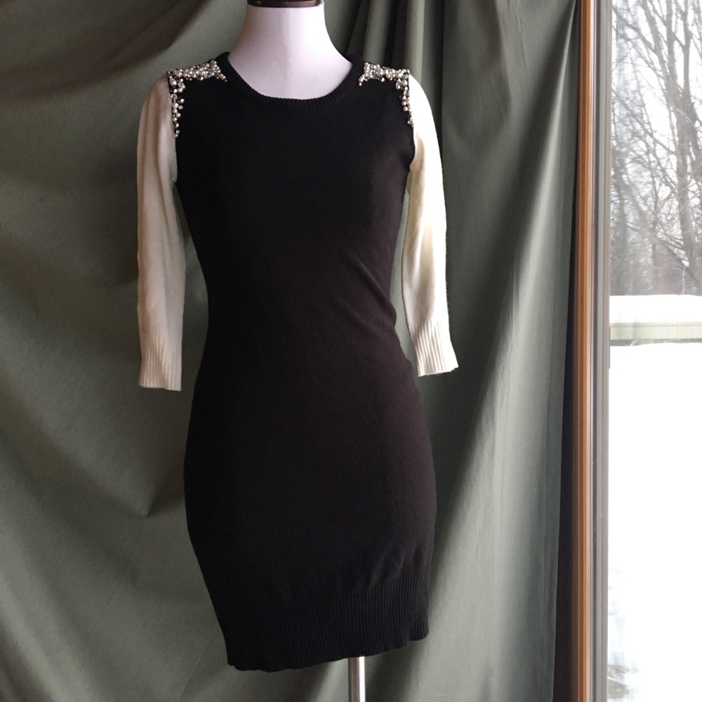 BCX✨ Sweater Dress with Pearl & Rhinestone